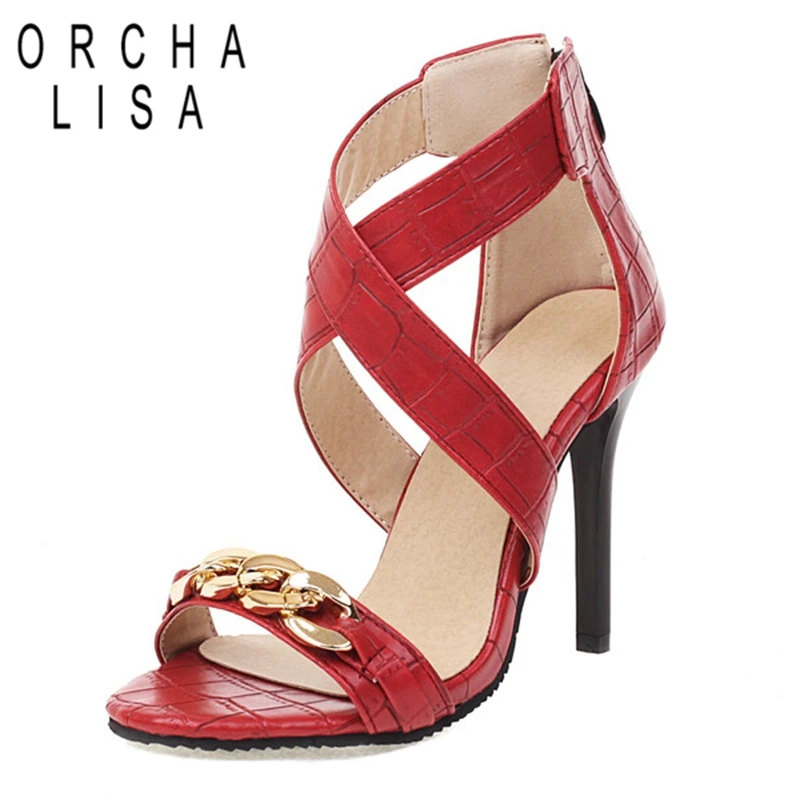 ORCHA LISA Women Sandals Open Toe High Heels Crossover Strap Zipper Plaid Plus Size 32-48 Black Beige Chain Fashion Summer S3103
ORCHA LISA Women Sandals Open Toe High Heels Crossover Strap Zipper Plaid Plus Size 32-48 Black Beige Chain Fashion Summer S3103