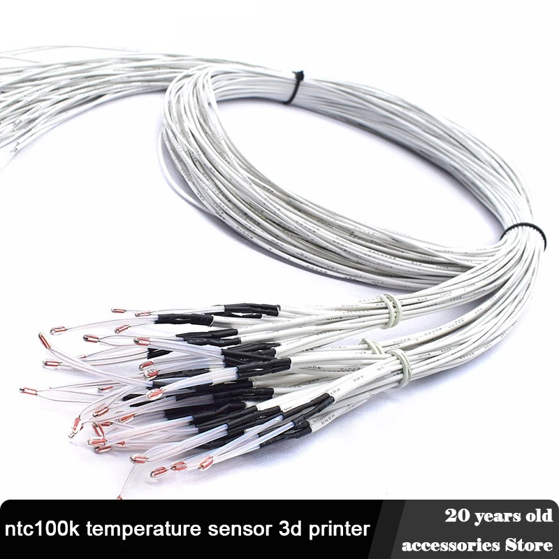3950 ntc100k thermistor temperature sensor 3d printer 2 pin 1m Withstand 200 degrees Single-ended glass seal temperature probe
3950 ntc100k thermistor temperature sensor 3d printer 2 pin 1m Withstand 200 degrees Single-ended glass seal temperature probe