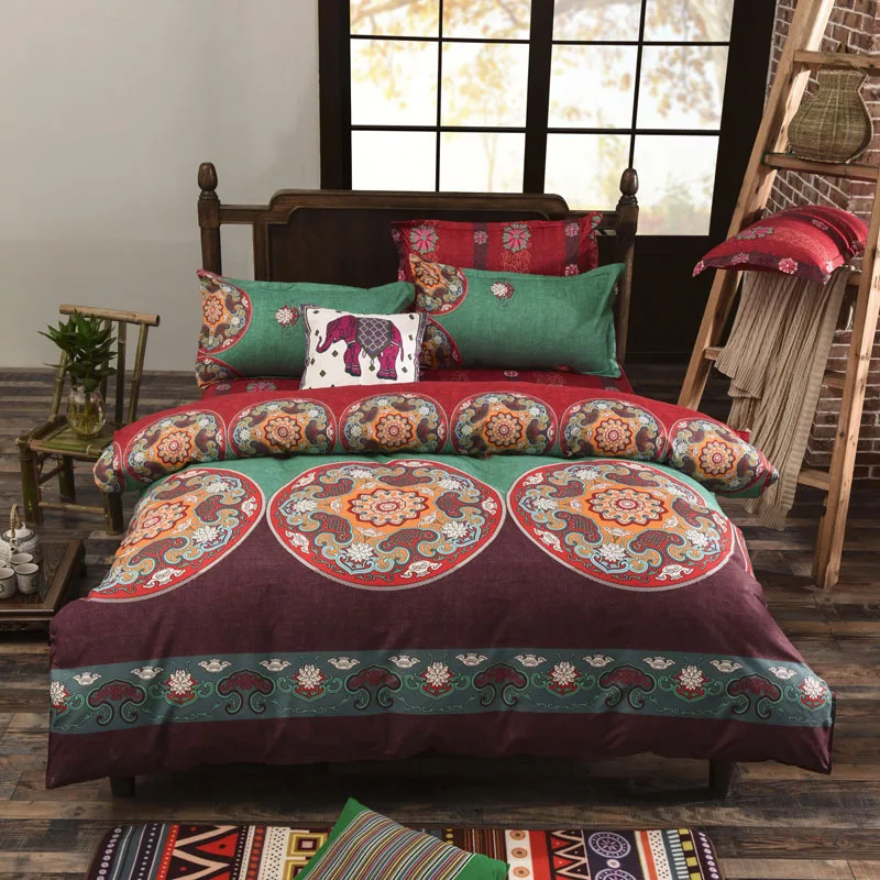 

Boho Style Twill Print Bedding Set King Size Bohemia Bedroom Decorative Duvet Cover Set Double Twin Comforter Covers Bed Sets