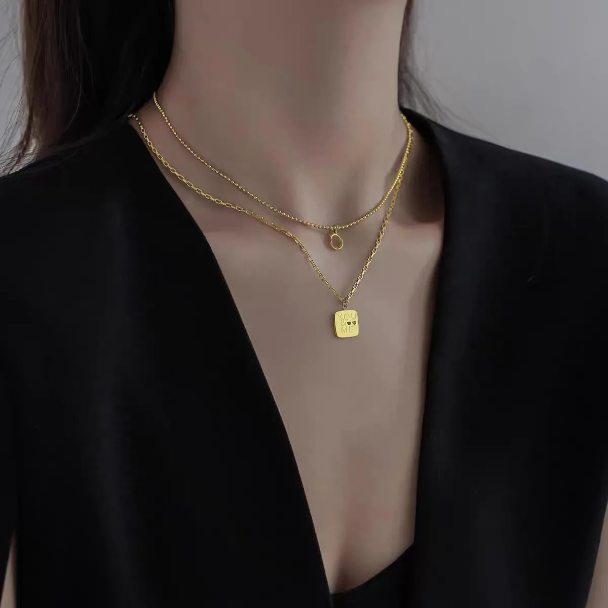 Titanium With 18K Layered Chain Love Heart Necklace Women Jewelry Vintage Punk Designer Runway Gown Boho Japan Korean
Titanium With 18K Layered Chain Love Heart Necklace Women Jewelry Vintage Punk Designer Runway Gown Boho Japan Korean