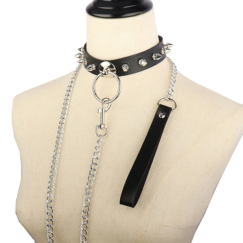 

Sexy Spike Punk Choker Necklace Women Gothic Collar Leather BNecklace Bondage Body Cosplay Goth Jewelry Harajuku Belt