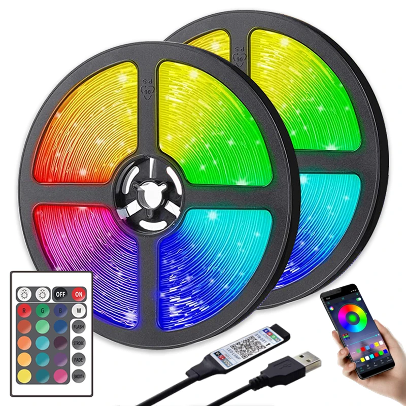Светодиодная лента, USB, Bluetooth, RGB, 5 В, гибкая светодиодная лента RGB для подсветки телевизора, настольного экрана
Светодиодная лента, USB, Bluetooth, RGB, 5 В, гибкая светодиодная лента RGB для подсветки телевизора, настольного экрана