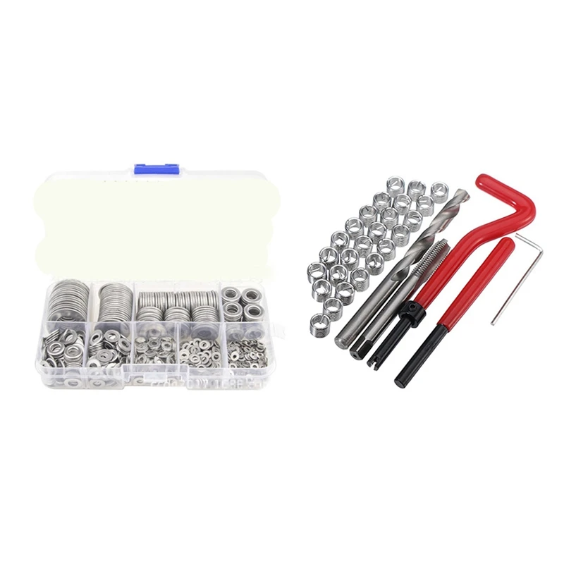 1 Set Stainless Steel Flat Washers Set, 9 Sizes & 1 Set Car Engine Block Restoring Damaged Thread Repair Tool Kit 
1 Set Stainless Steel Flat Washers Set, 9 Sizes & 1 Set Car Engine Block Restoring Damaged Thread Repair Tool Kit