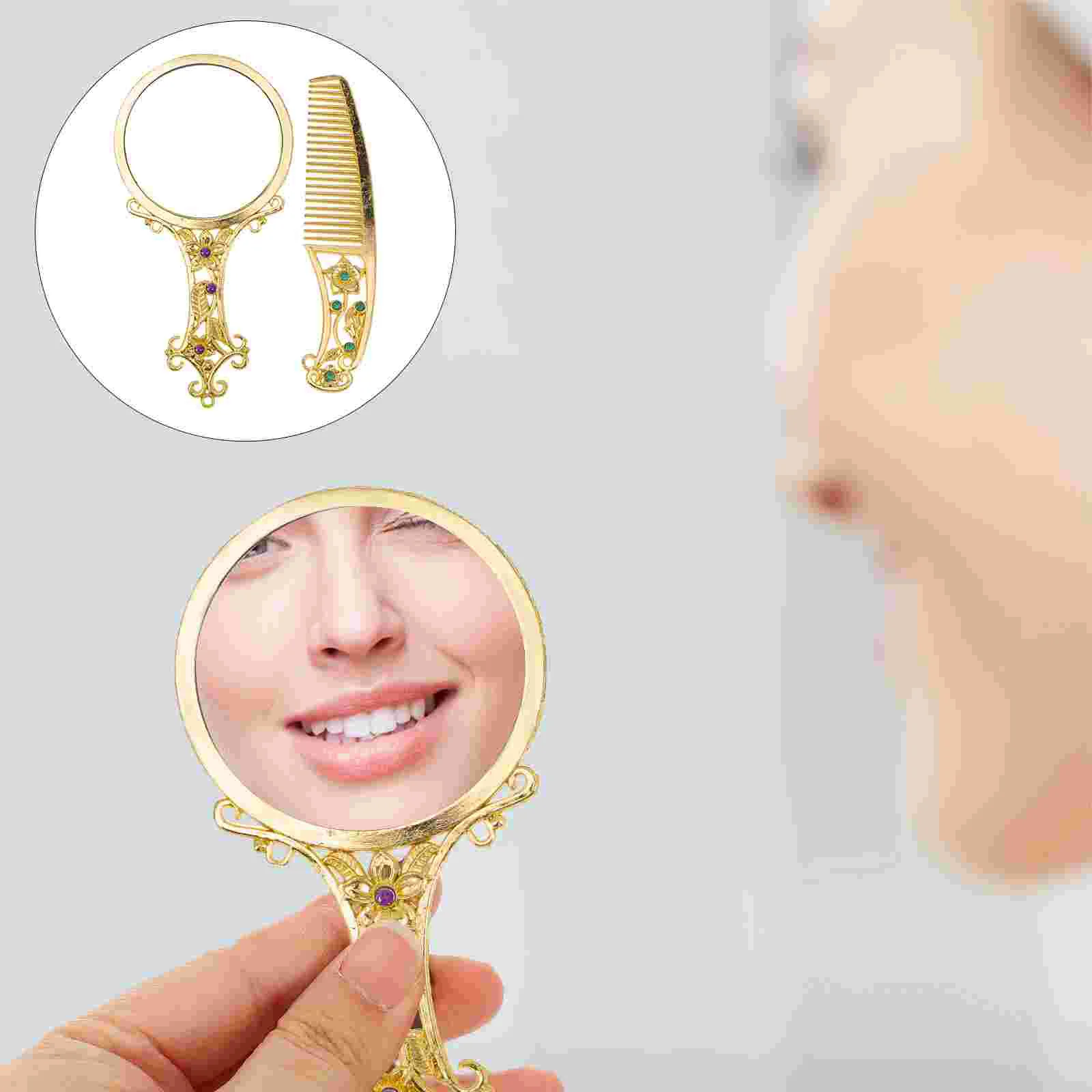 Mirror Vintage Hand Comb Makeup Set Handheldvanity Miniretro Portable Pocketrustic Mirrors Travel Hair Compact Metal Womenbrush
Mirror Vintage Hand Comb Makeup Set Handheldvanity Miniretro Portable Pocketrustic Mirrors Travel Hair Compact Metal Womenbrush