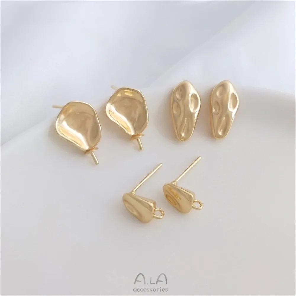 925 silver needle 14K covered gold irregular convex and concave surface with hanging earrings DIY pearl bracket handmade earring
925 silver needle 14K covered gold irregular convex and concave surface with hanging earrings DIY pearl bracket handmade earring