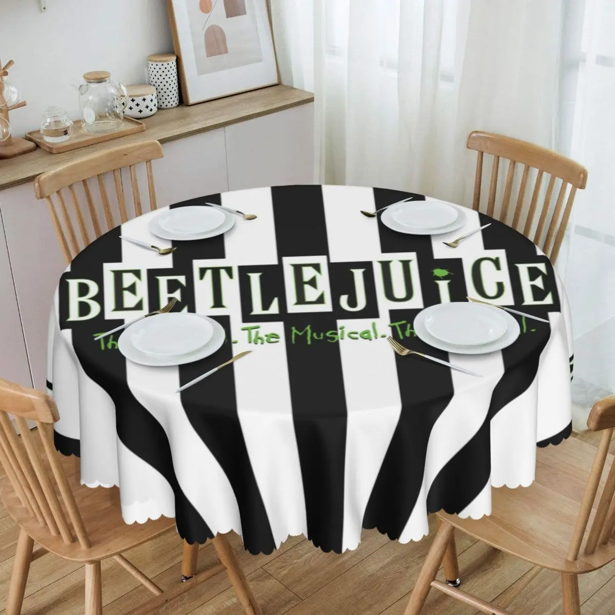 Round Oilproof Beetlejuice The Musical Table Cover Horror Movie Tim Burton Tablecloth for Picnic 60 inches Table Cloth
Round Oilproof Beetlejuice The Musical Table Cover Horror Movie Tim Burton Tablecloth for Picnic 60 inches Table Cloth