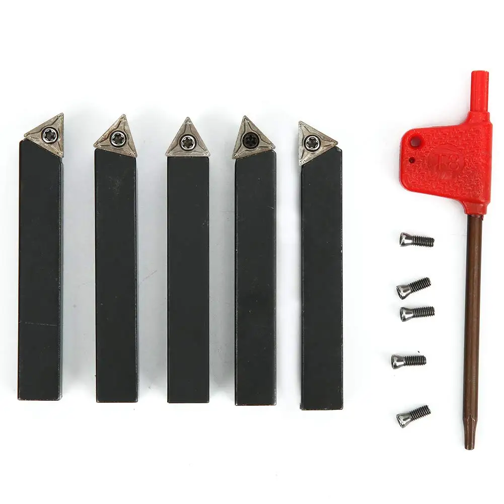 

Lathe Turning Tools 5Pcs 3/8 Inch Indexable Carbide Turning Tool Holder Set with 5Pcs Carbide Inserts Fit for Finishing Operati