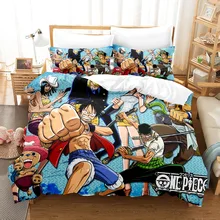 with cartoon set Three 3D digital printing piece bedding pirate king Lufei series polyester matte duvet cover