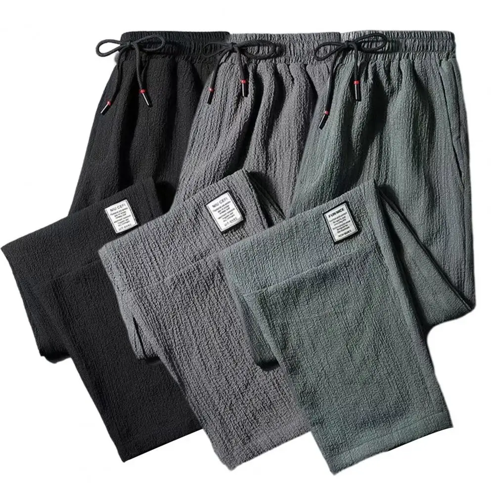 Men Pants Ice Silk Elastic Waist Drawstring Summer Mid Waist Pockets Trousers Streetwear
Men Pants Ice Silk Elastic Waist Drawstring Summer Mid Waist Pockets Trousers Streetwear