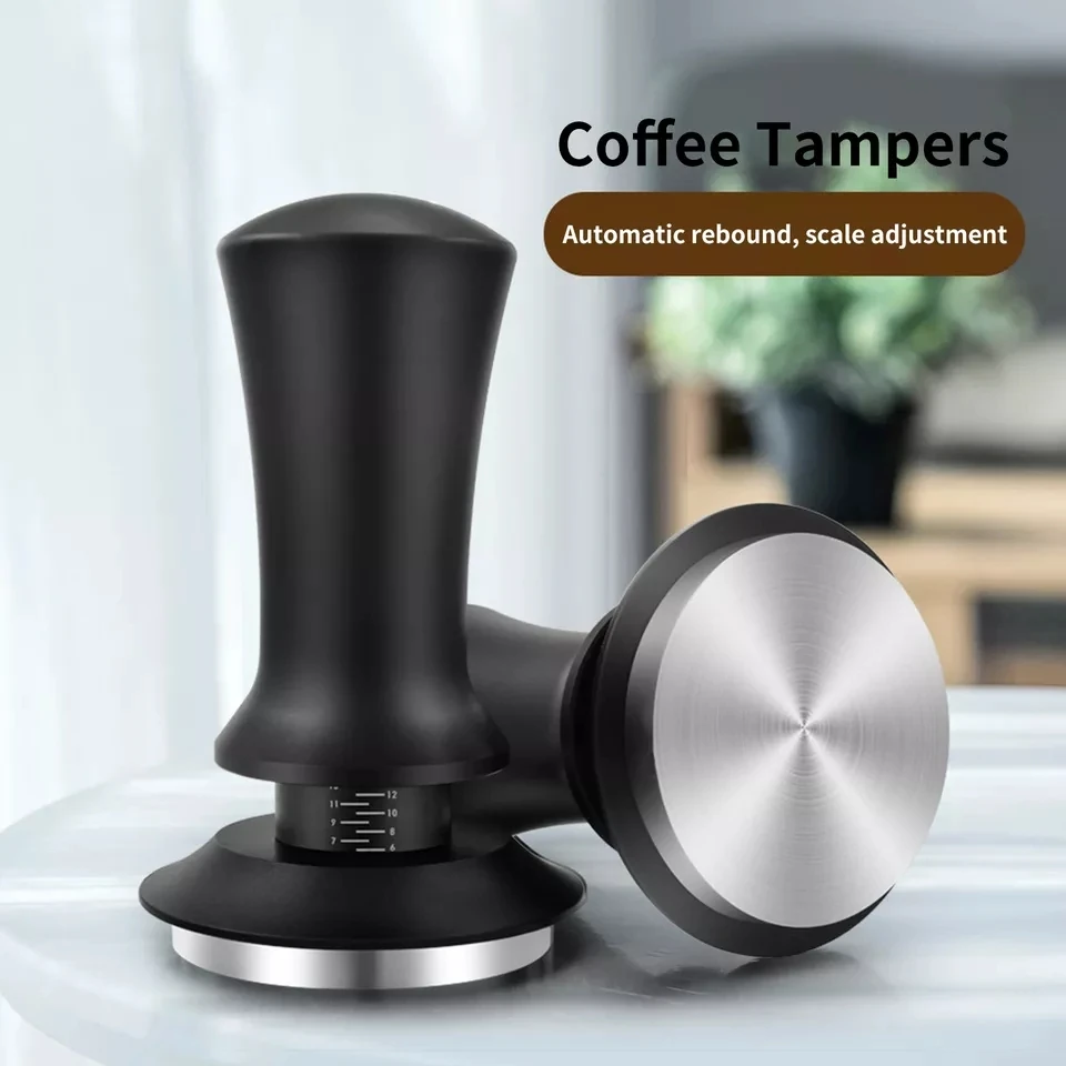 

Stainless With Adjustable Tamping Base Tamper Calibrated Springs Scale 49mm/53.3mm/58.5mm Height Flat 30lb Coffee Espresso Steel