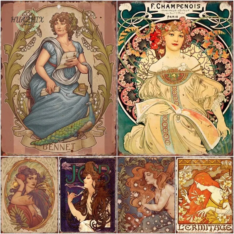 Poster Mucha Art Nouveau Metal Signs Beautiful Women Printing for Living Room Bedroom Home Decoration Wall Painting Tin Plaques
Poster Mucha Art Nouveau Metal Signs Beautiful Women Printing for Living Room Bedroom Home Decoration Wall Painting Tin Plaques