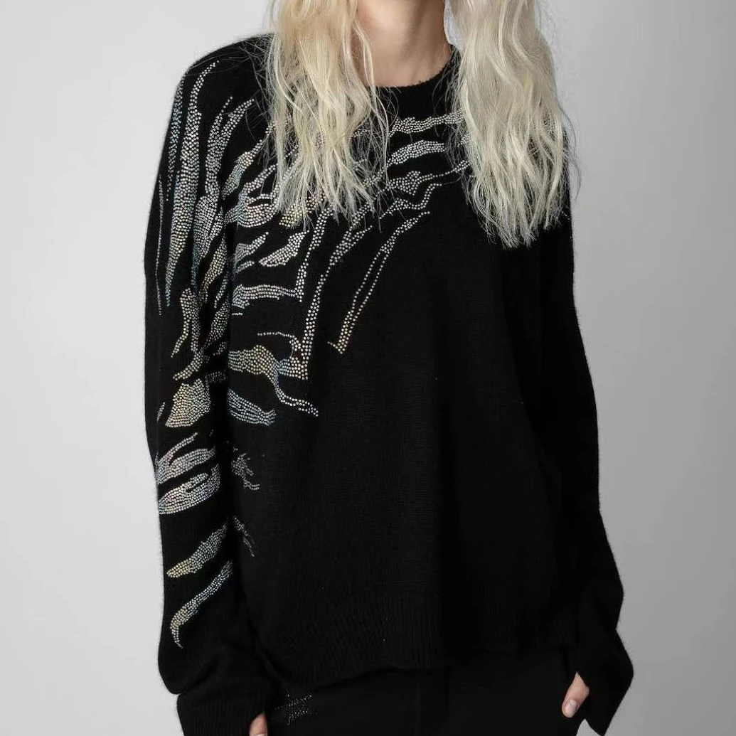 Hot Rhinestones Women Knit Sweater Long Sleeve O-neck fashion knitwear Female knit Pullover
Hot Rhinestones Women Knit Sweater Long Sleeve O-neck fashion knitwear Female knit Pullover