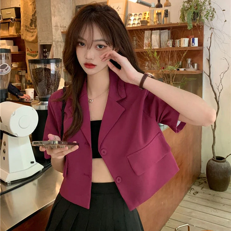 Korean Vintage Turn-Down Collar Jacket for Women Spring E-Girl Short Sleeve Coats Y2k Grunge Single Breasted Jackets Mujer
Korean Vintage Turn-Down Collar Jacket for Women Spring E-Girl Short Sleeve Coats Y2k Grunge Single Breasted Jackets Mujer