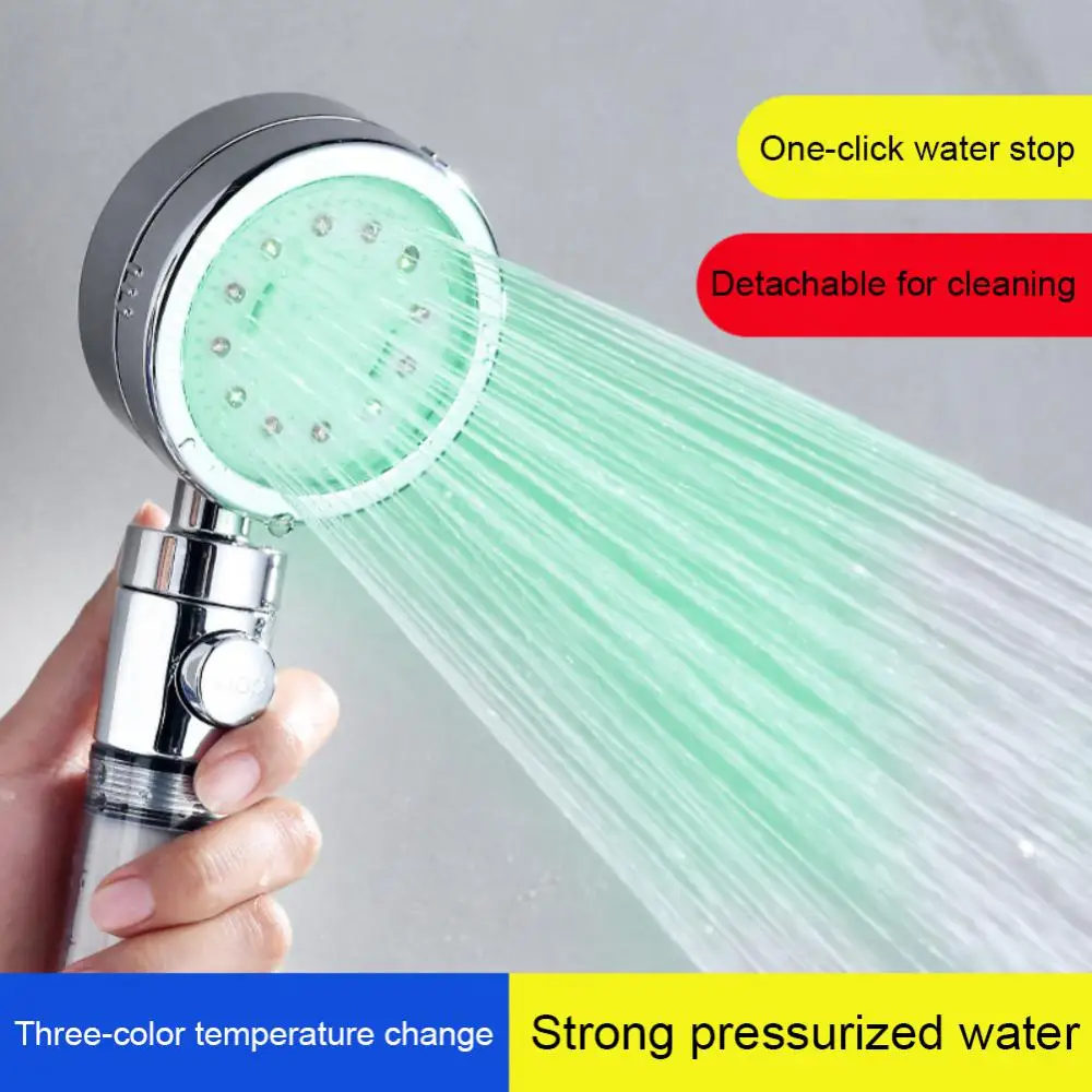 

High Pressure LED Rainfall Shower Head for Bath Water Saving Filter Bathroom Accessories Spa Color-Changing Sprinkler Showerhead