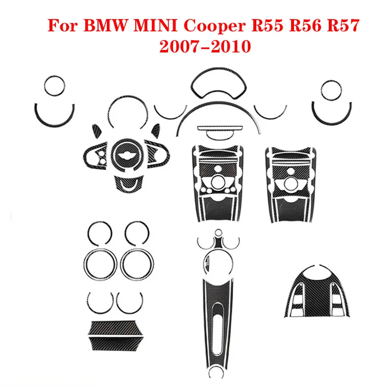 

For BMW MINI Cooper R55 R56 R57 2007 2008 2009 2010 Carbon Fiber Black Sticker Various Parts Car Interior Decorative Accessories
