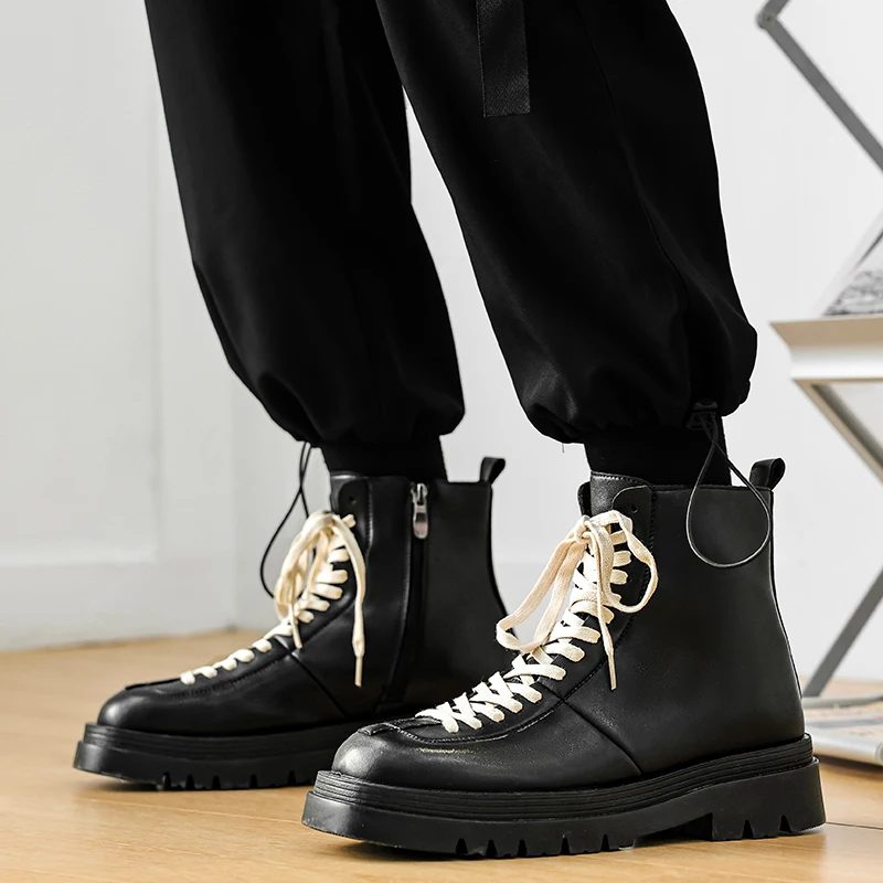 Martin Boots Men's Winter Cotton Warm Mid-top Work Boots Tooling Men's Leather Shoes Trendy All-match Handsome Short Boots 
Martin Boots Men's Winter Cotton Warm Mid-top Work Boots Tooling Men's Leather Shoes Trendy All-match Handsome Short Boots