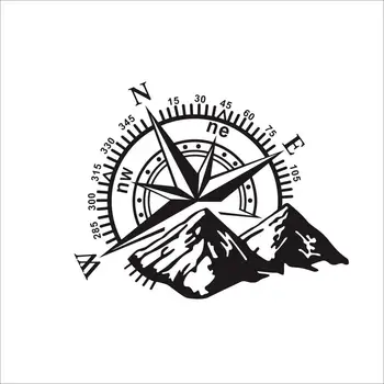 PersonalityCar Sticker Decorative Compass Rose Navigate Mountain Offroad Waterproof Self-Adhesive Vinyl Sticker Cover Car Decal