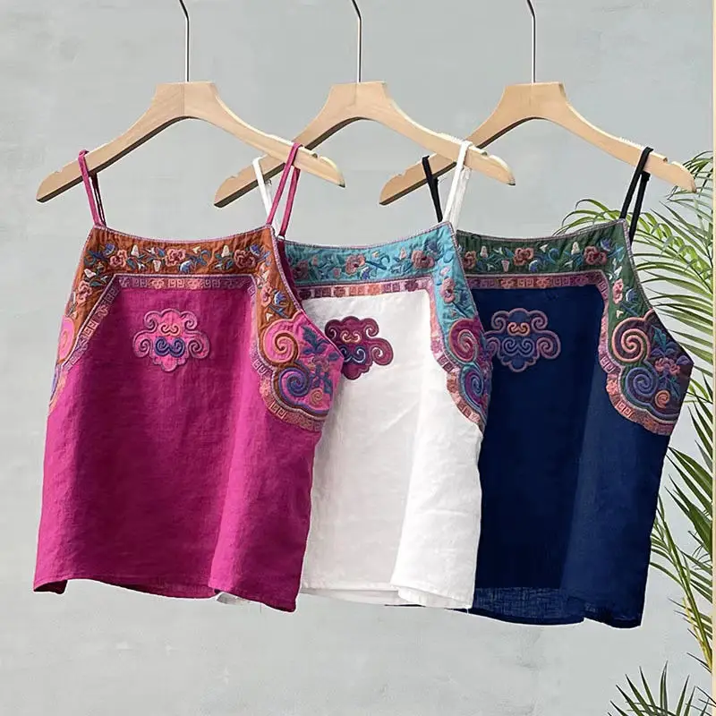 cotton and linen chinese style halter camisole female summer new retro ethnic style embroidery sleeveless loose base shirt g715
cotton and linen chinese style halter camisole female summer new retro ethnic style embroidery sleeveless loose base shirt g715
