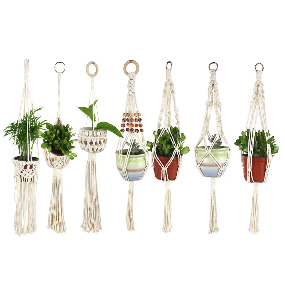 Macrame Plant Hanger Baskets Flower Pots Holder Balcony Wall Hanging Planter Decor Knotted Lifting Rope Home Garden Supplies
Macrame Plant Hanger Baskets Flower Pots Holder Balcony Wall Hanging Planter Decor Knotted Lifting Rope Home Garden Supplies