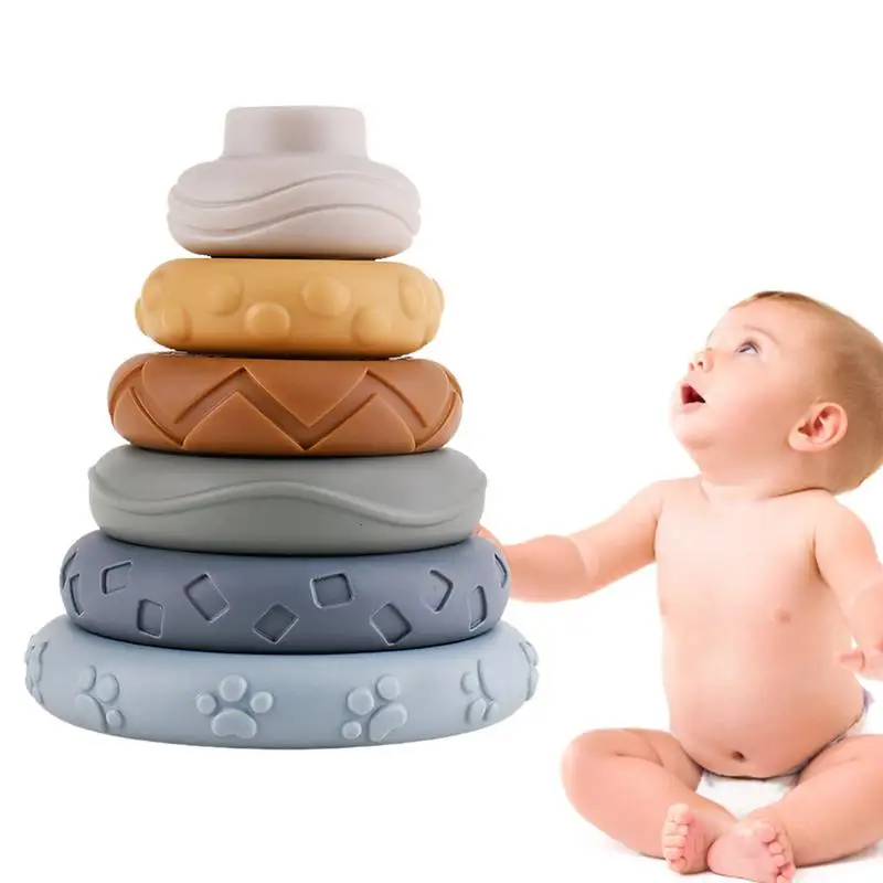 6pcs Stacking Rings Teething Toy Soft Building Rings Stacker And Teethers With Bibi Devices Multi-Texture Sensory Educational
6pcs Stacking Rings Teething Toy Soft Building Rings Stacker And Teethers With Bibi Devices Multi-Texture Sensory Educational