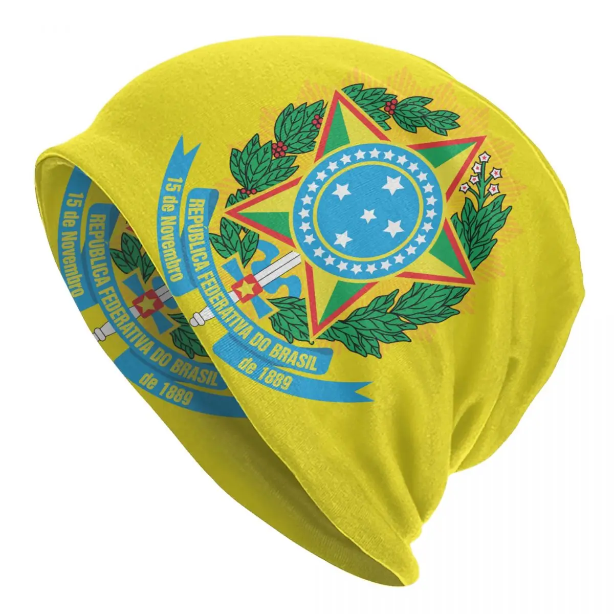

Brazil National Emblem Bonnet Hats Fashion Knitted Hat For Women Men Warm Winter Brazilian Map And Flag Skullies Beanies Caps