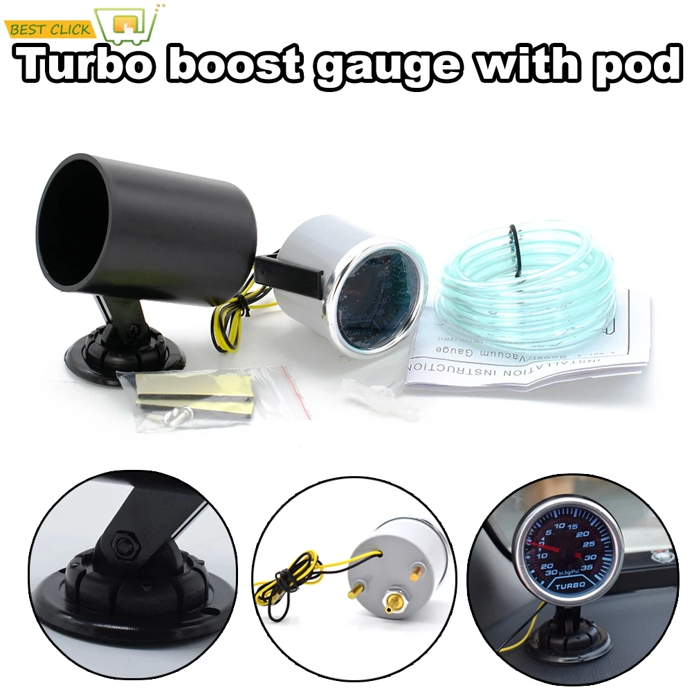 

Universal 52mm 2" Turbo Boost Gauge Pod Mount Holder Pressure Vacuum 0-35 PSI Digital White Backlight Pointer Display 12V LED