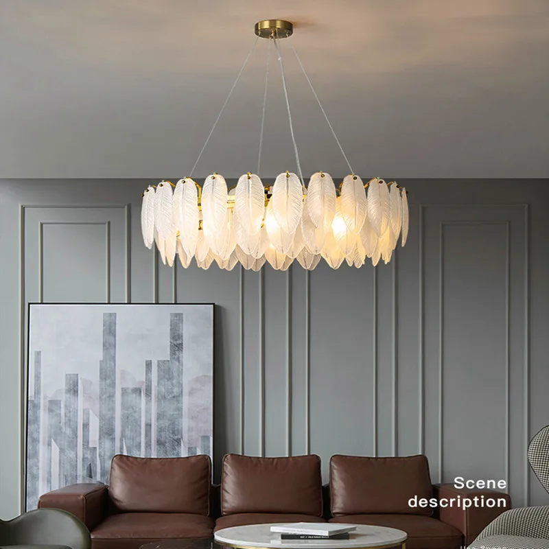 Nordic LED Glass Feather Chandeliers For Living Room Dining Bedroom Kitchen Pendant Light Luxury Golden Round Decor Hanging Lamp
Nordic LED Glass Feather Chandeliers For Living Room Dining Bedroom Kitchen Pendant Light Luxury Golden Round Decor Hanging Lamp