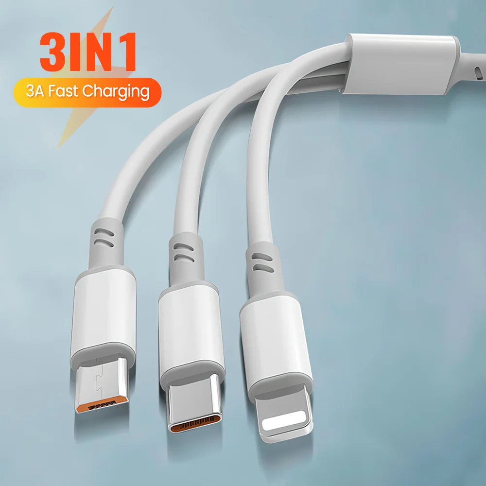 3in1 USB Data Cable for iPhone Fast Charger Charging Cable For Android Phone Type C Xiaomi Huawei Samsung Charger Wire For iPad
3in1 USB Data Cable for iPhone Fast Charger Charging Cable For Android Phone Type C Xiaomi Huawei Samsung Charger Wire For iPad