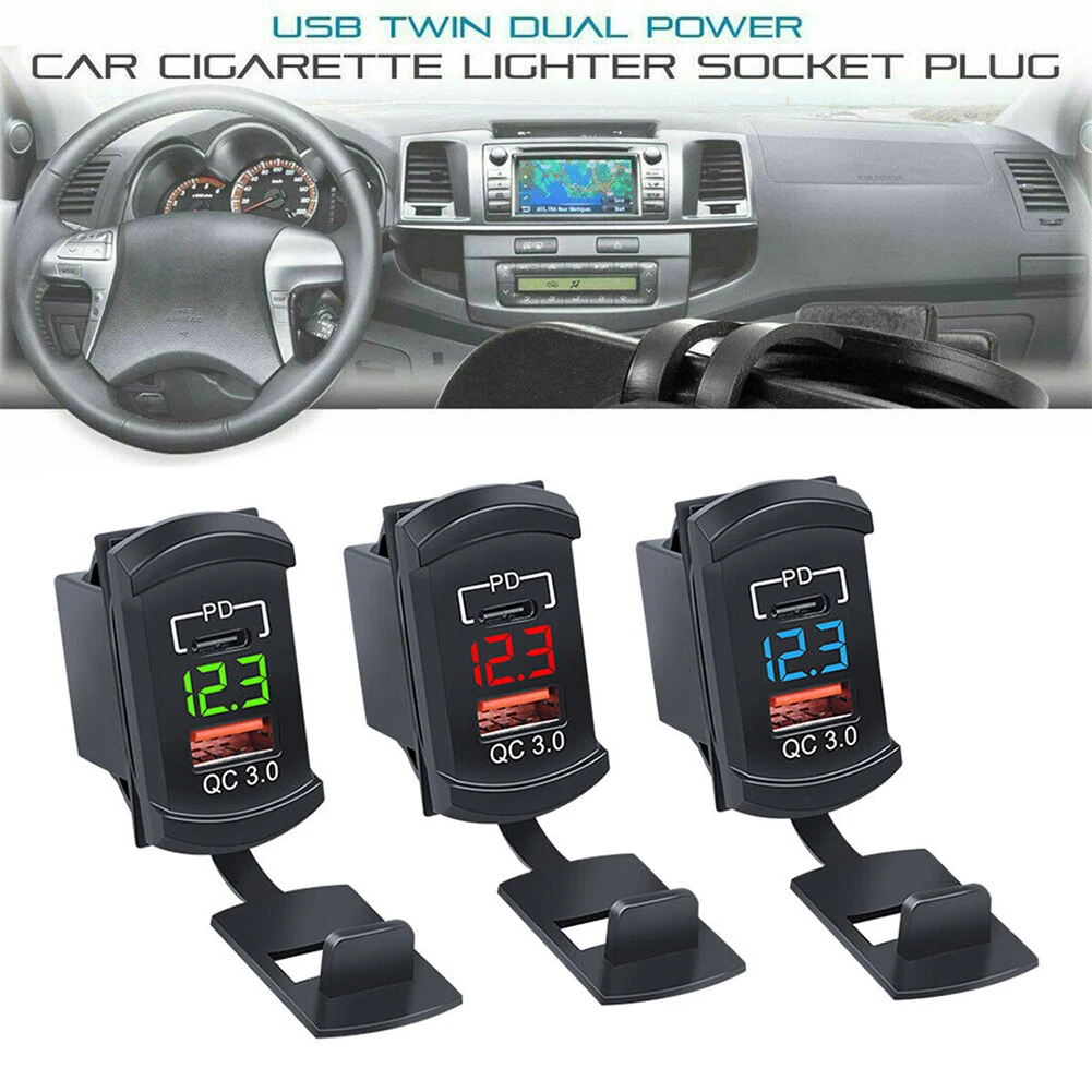 12/24V 18W USB Charger Adapter QC 3.0 PD Fast Dual Type-C Dual USB Car Charger Socket Adapter Car Mount Panel Accessories
12/24V 18W USB Charger Adapter QC 3.0 PD Fast Dual Type-C Dual USB Car Charger Socket Adapter Car Mount Panel Accessories