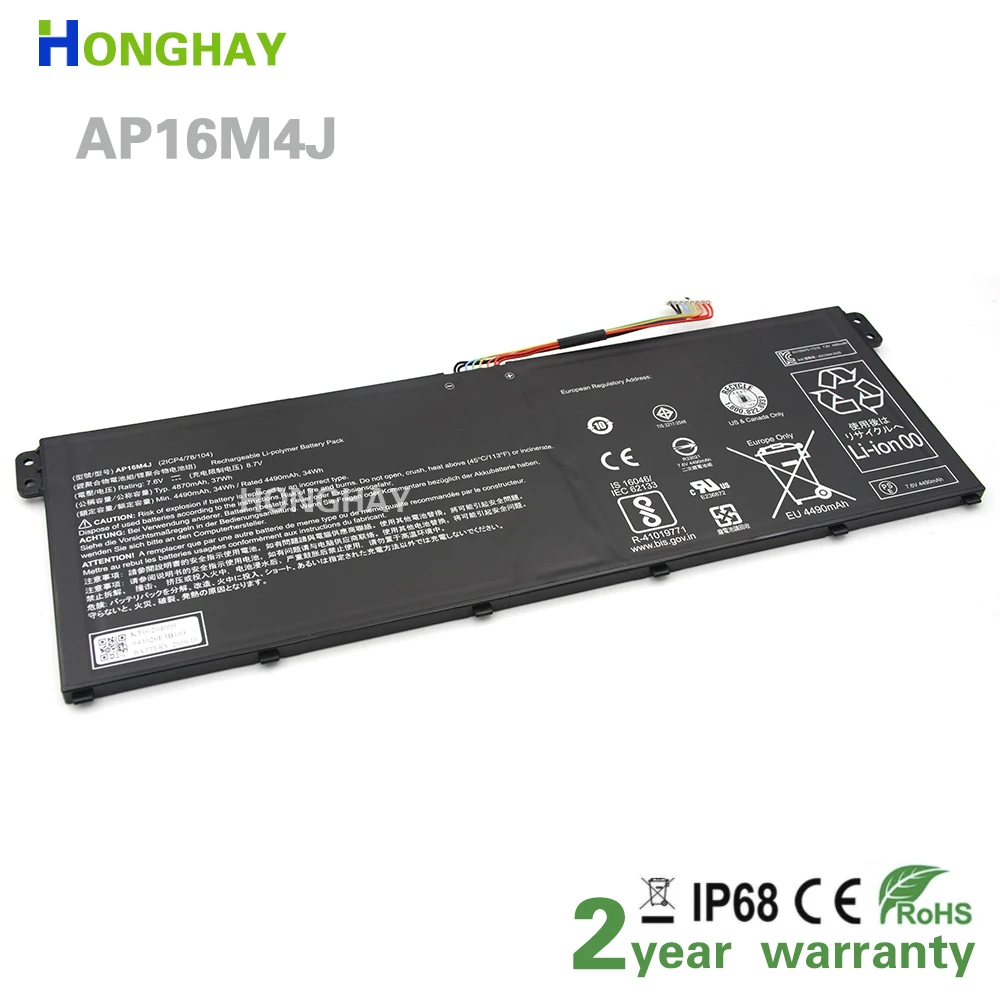 

Honghay New AP16M4J Laptop Battery For Acer Aspire 3 A315-22 A315-41-R7SB A315-42-R7N2 N17Q4 7.6V 4870mAh 37Wh