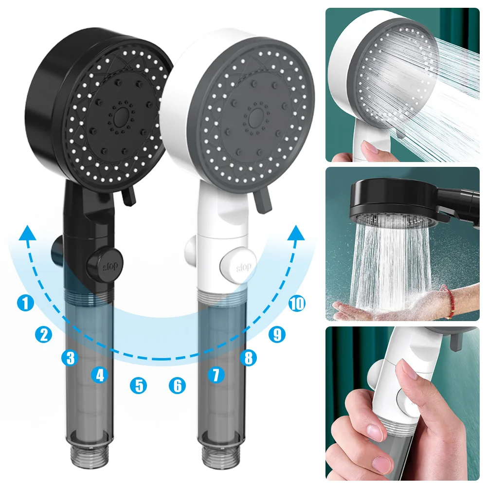 High Pressure Handheld Shower Head Water Saving Adjustable 10 Mode On/Off Switch Water Massage Showerhead Bathroom Accessories
High Pressure Handheld Shower Head Water Saving Adjustable 10 Mode On/Off Switch Water Massage Showerhead Bathroom Accessories