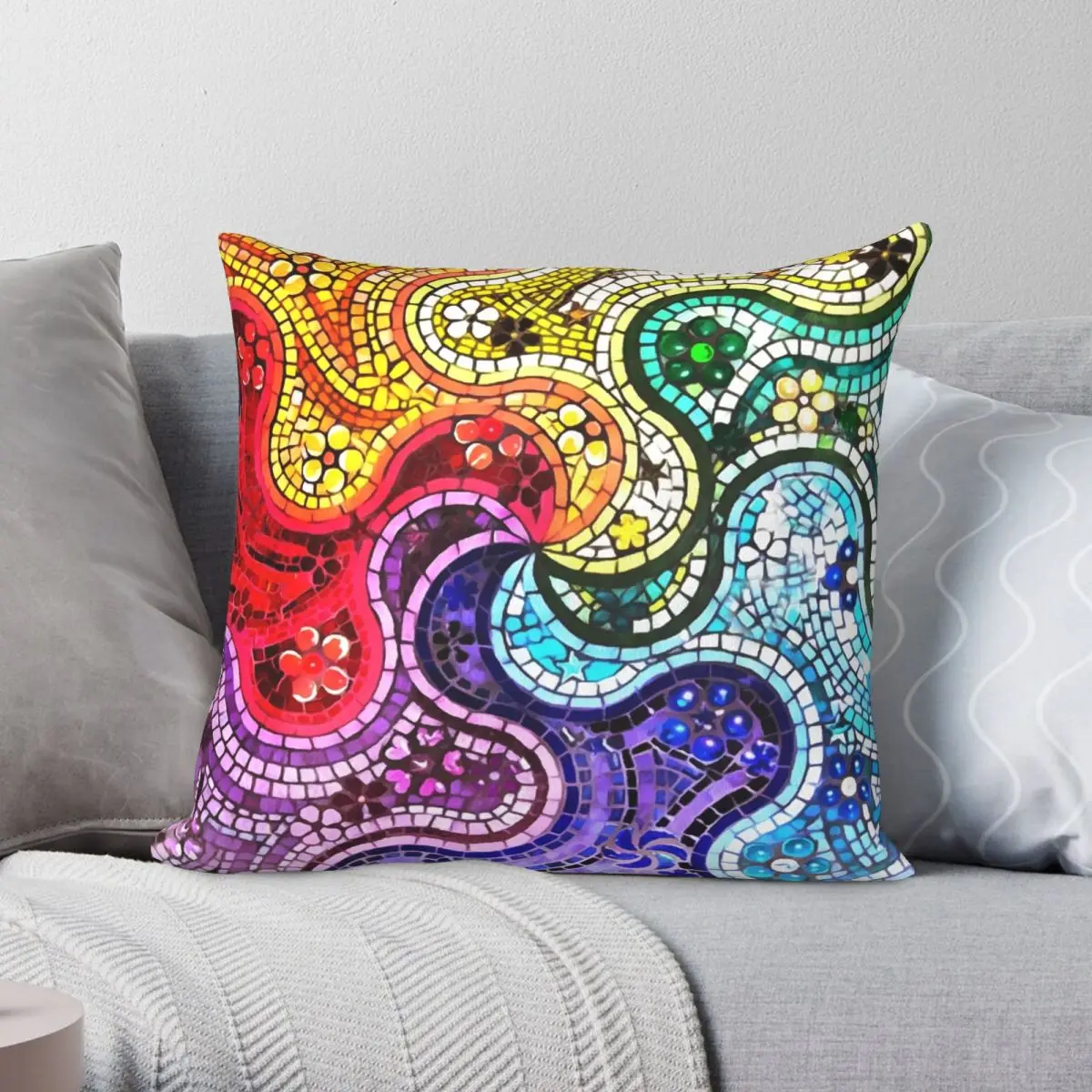 

Gaudi Barselona Mosaic Pillowcase Polyester Linen Velvet Pattern Zip Decor Pillow Case Bed Cushion Case Wholesale