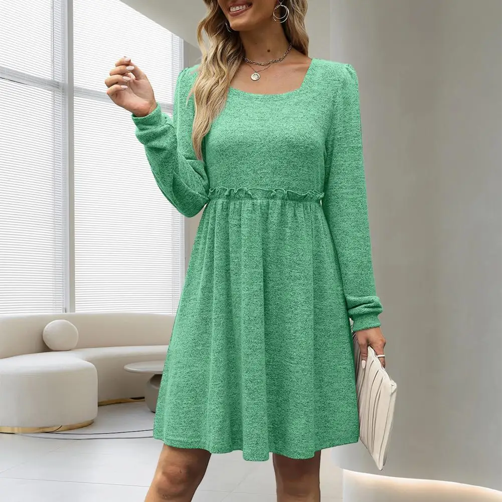 Women Dress Puff Sleeve Stringy Selvedge Square Collar Ladies Dress Long-Sleeve Mid Waist Casual Dress Lady Garment
Women Dress Puff Sleeve Stringy Selvedge Square Collar Ladies Dress Long-Sleeve Mid Waist Casual Dress Lady Garment