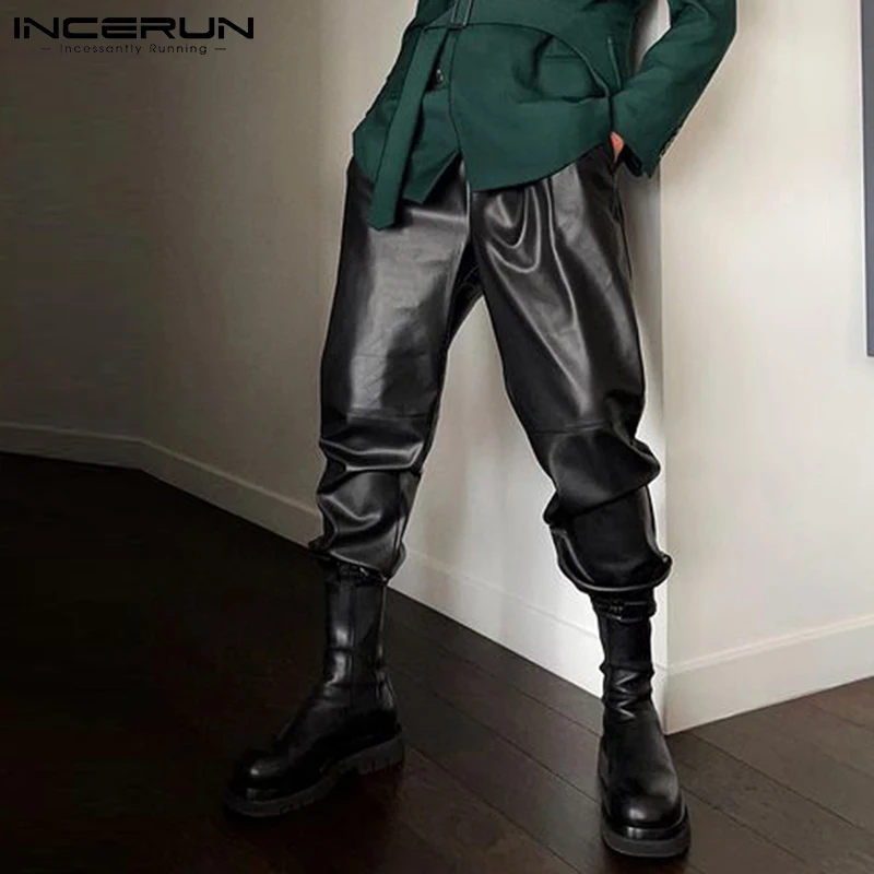 INCERUN Men Pants Solid Color Joggers PU Leather Baggy Pockets Casual Trousers Men Streetwear Drawstring Fashion Pantalon S-5XL
INCERUN Men Pants Solid Color Joggers PU Leather Baggy Pockets Casual Trousers Men Streetwear Drawstring Fashion Pantalon S-5XL