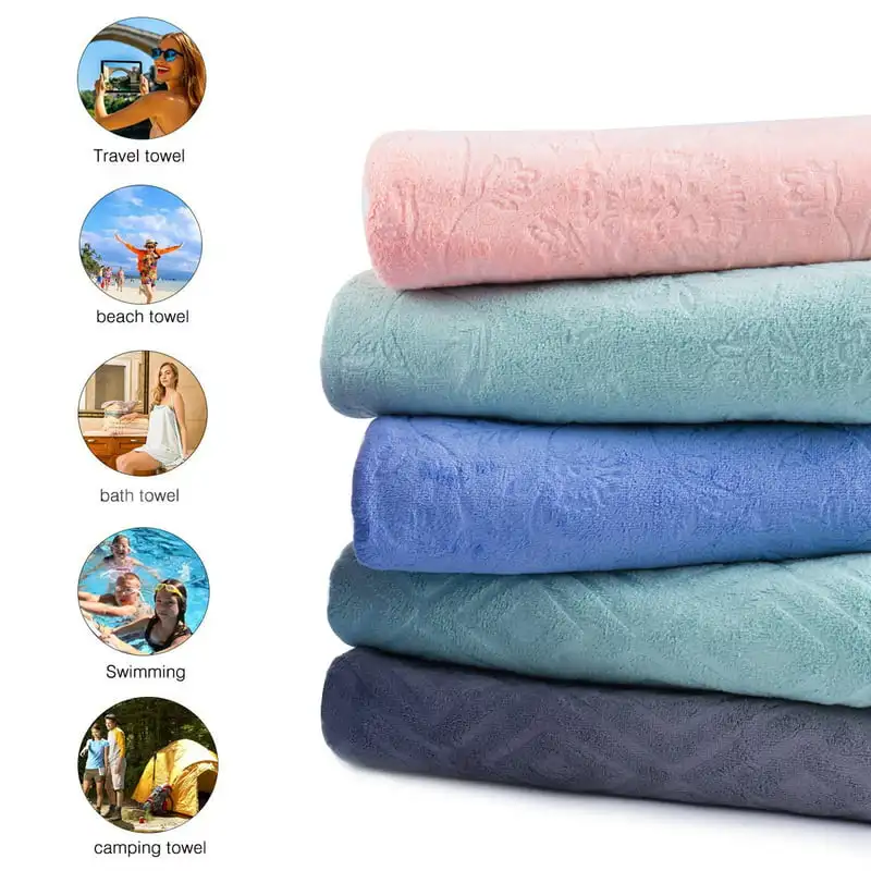 

Luxurious Soft2 Pack 30" x 60" Microfiber Absorbent & Fast Drying Beach Towels, Enjoy Comfortable Bathing Time.
