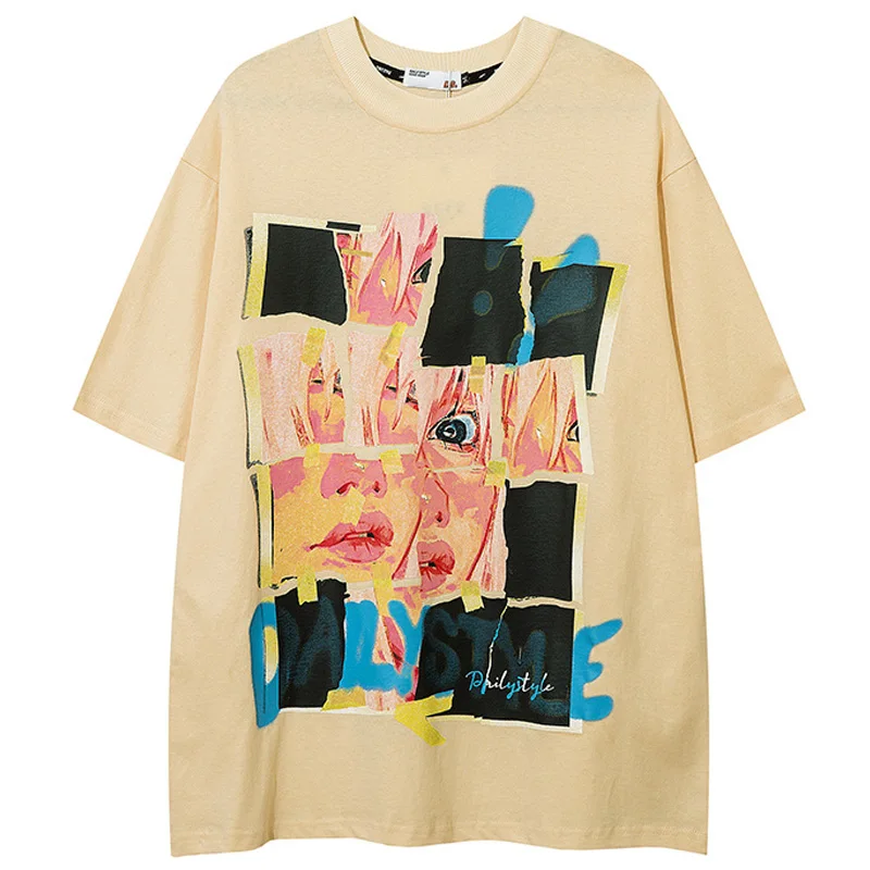 

Men 2023 Summer O-neck Tops Women Printed Short Sleeve t shirts 100%Cotton Couple T Shirt HipHop Harajuku Oversized T-shirt