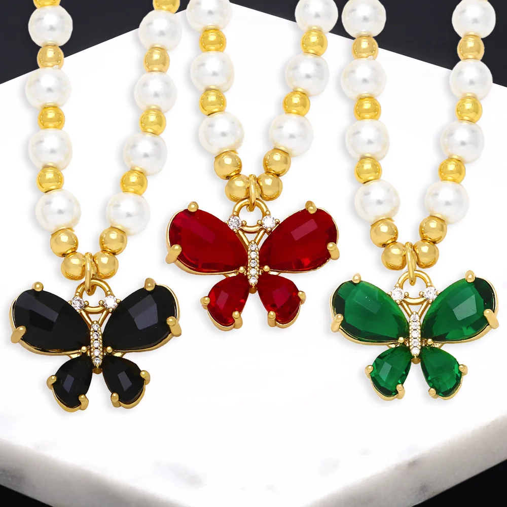 FLOLA Big Crystal Red Butterfly Necklaces for Women Copper Gold Plated Beads White Pearl Necklace Elegant Jewelry Gifts nkeb618
FLOLA Big Crystal Red Butterfly Necklaces for Women Copper Gold Plated Beads White Pearl Necklace Elegant Jewelry Gifts nkeb618