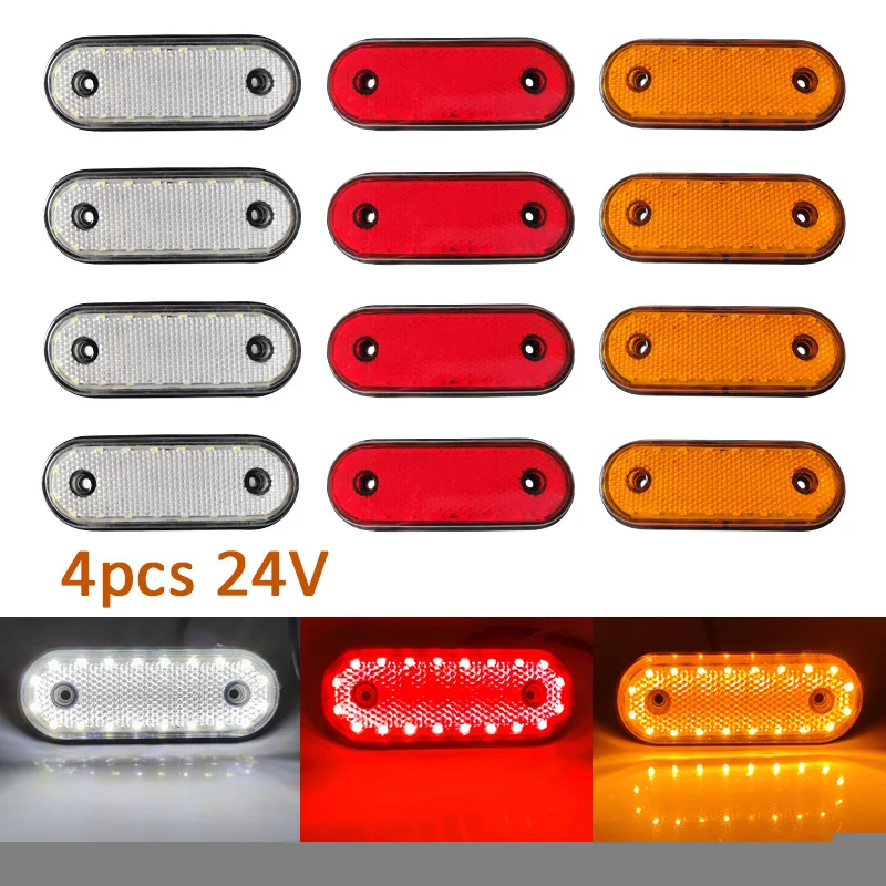 

20LED Amber Red White Led Side Marker Light Clearance Lamp Caravan Car Lights For 24V Truck Parts Trailer Tractor Lorry Pickup