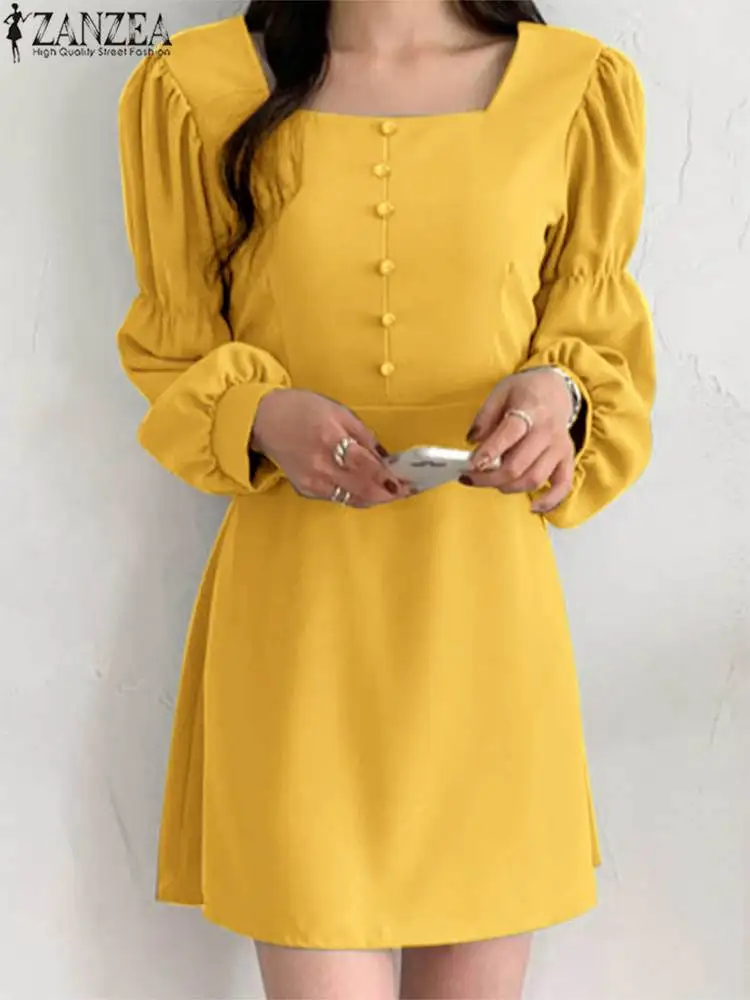 ZANZEA Korean Fashion Square Neck Mini Dress Women 2023 Vintage Lotus Sleeve Party Dresses Waisted Elegant A-line Short Robes
ZANZEA Korean Fashion Square Neck Mini Dress Women 2023 Vintage Lotus Sleeve Party Dresses Waisted Elegant A-line Short Robes