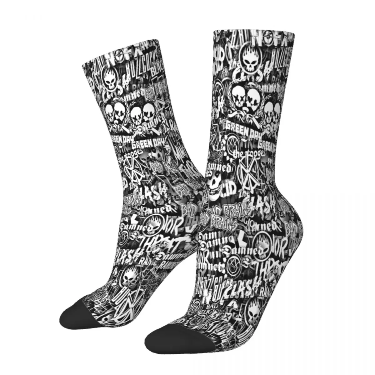 

Punk Rock Bands Stickerbombing Socks Male Mens Women Summer Stockings Polyester