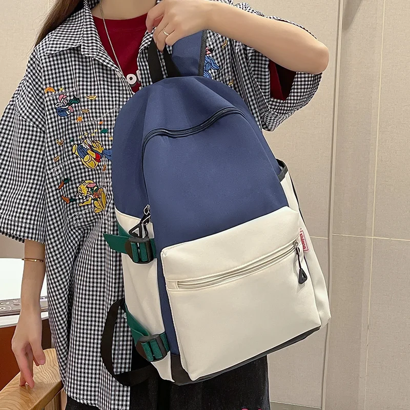 

Новинка 2022, Женский контрастный рюкзак из ткани Оксфорд, многоцветный дорожный рюкзак в стиле пэчворк, школьный портфель для девочек-подрос...