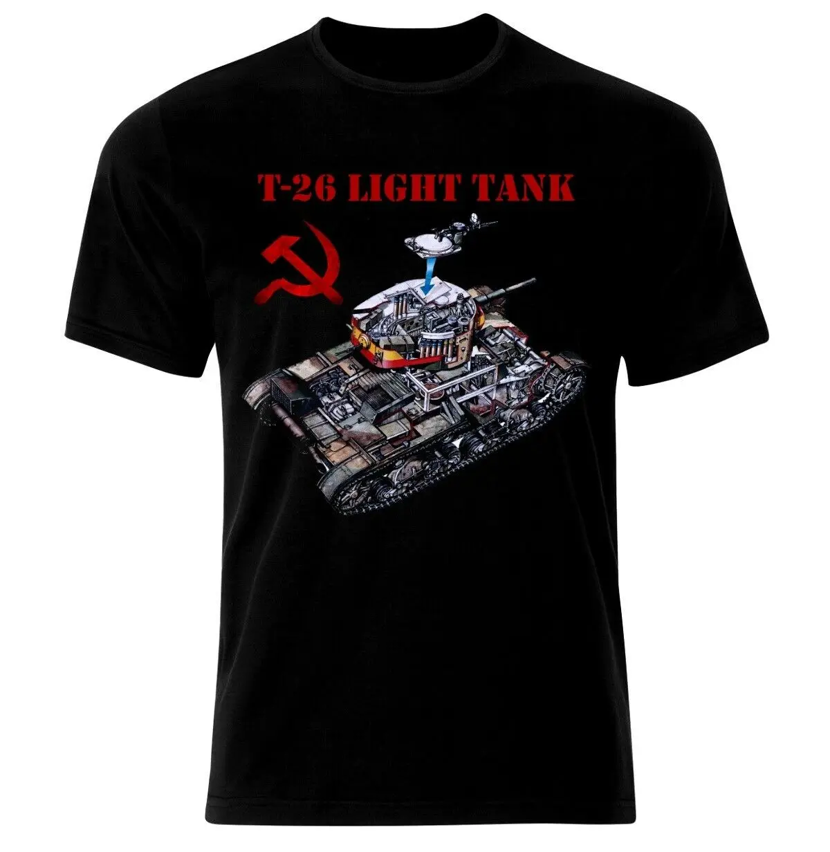 

WWII Soviet Russia USSR T-26 Light Tank Blueprint T-Shirt 100% Cotton O-Neck Summer Short Sleeve Casual Mens T-shirt Size S-3XL