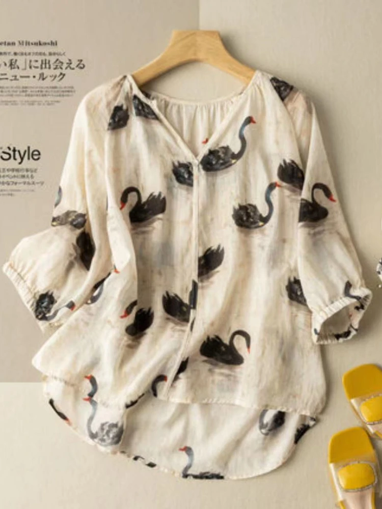 Women's Clothing Oversized T-shirt Summer Thin Section Elastic Cuff Top V-neck Fashion Printed T-shirt Pullover Shirt Button
Women's Clothing Oversized T-shirt Summer Thin Section Elastic Cuff Top V-neck Fashion Printed T-shirt Pullover Shirt Button