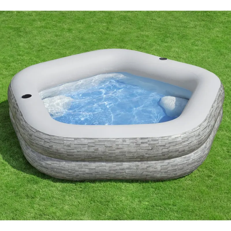 with 250 Gal of Water Capacity: "Family-Sized 250 Gal of Water Capacity Inflatable Stone 7' x 6'9" x 21" Kiddie Pool".
with 250 Gal of Water Capacity: "Family-Sized 250 Gal of Water Capacity Inflatable Stone 7' x 6'9" x 21" Kiddie Pool".