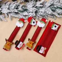 Christmas Decorations Microwave Doorknob Cover Protective Cover Door Pull Gloves Linen Refrigerator Handle Gloves