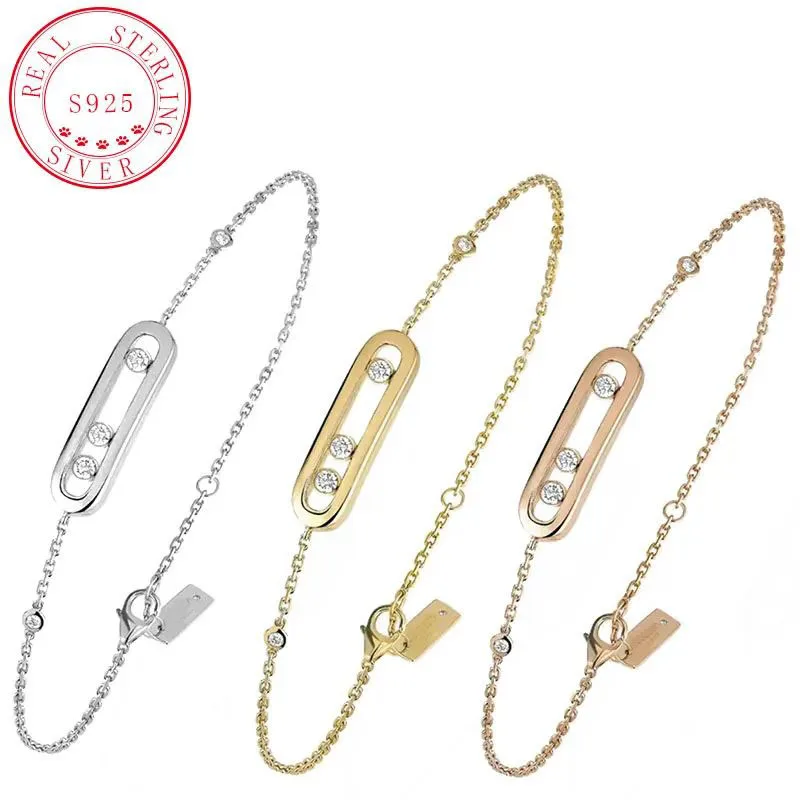 925 Sterling Silver Luxury Jewelry Classic Couples 3 zirconSmooth Bracelet Bracelet For Women Gift For Anniversaries
925 Sterling Silver Luxury Jewelry Classic Couples 3 zirconSmooth Bracelet Bracelet For Women Gift For Anniversaries