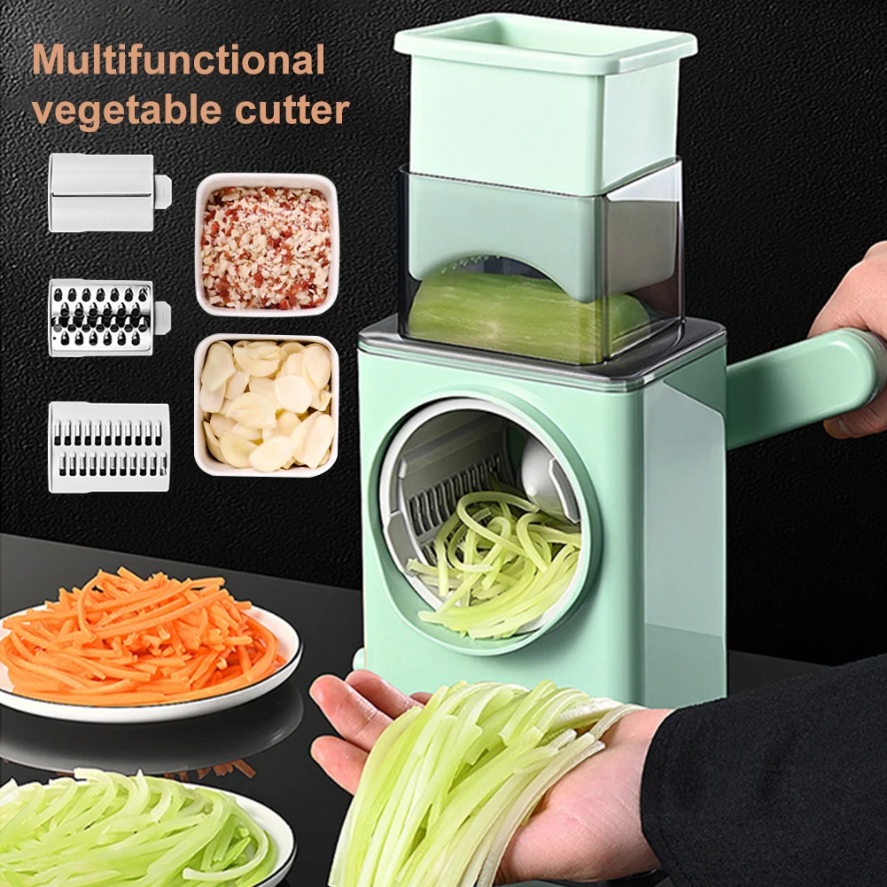 Multifunction Vegetable Slicer Manual Rotary Vegetable Grater Home Kitchen Tool Cheese Grater Vegetable Shredder with 4 Blades
Multifunction Vegetable Slicer Manual Rotary Vegetable Grater Home Kitchen Tool Cheese Grater Vegetable Shredder with 4 Blades