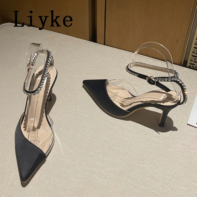 Liyke 2023 New Fashion Spring Shoes Female Pointed Toe Party Prom Low Thin High Heels Sexy Rhinestone Women Pumps Sandals Black
Liyke 2023 New Fashion Spring Shoes Female Pointed Toe Party Prom Low Thin High Heels Sexy Rhinestone Women Pumps Sandals Black
