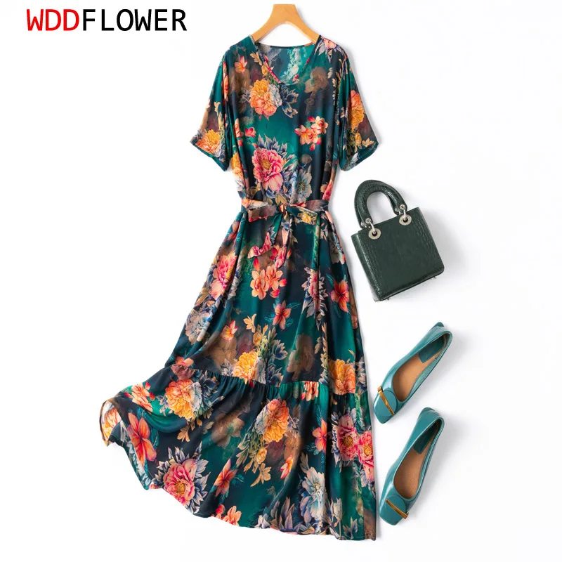 Женское платье-миди из шелка и крепа, бирюзовое платье с цветочным принтом, коротким рукавом, поясом и V-образным вырезом, MM588, 100%
Женское платье-миди из шелка и крепа, бирюзовое платье с цветочным принтом, коротким рукавом, поясом и V-образным вырезом, MM588, 100%