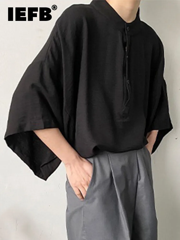 IEFB Men's Casual Solid Color Shirt Wrinkle Fabric Shoulder Sleeve Collar Button Korean Style 2022 New Fashion Blouse 9Y7370 
IEFB Men's Casual Solid Color Shirt Wrinkle Fabric Shoulder Sleeve Collar Button Korean Style 2022 New Fashion Blouse 9Y7370